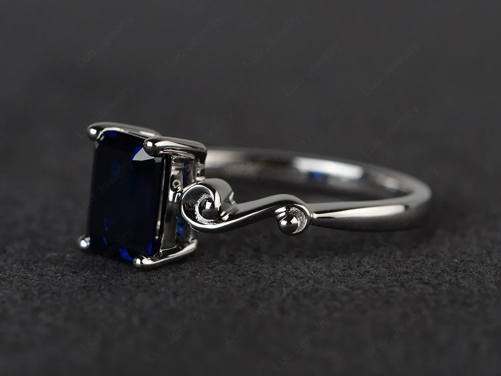Emerald Cut Sapphire Tilde Ring - Image 2