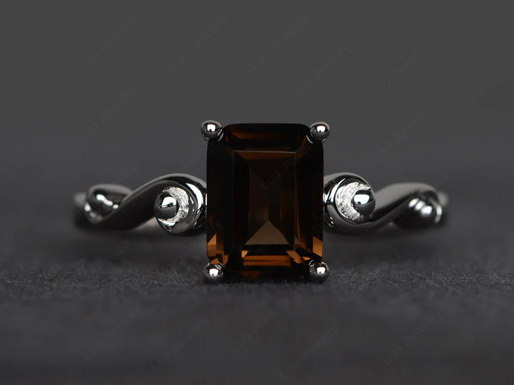 Smoky Quartz Tilde Band Ring