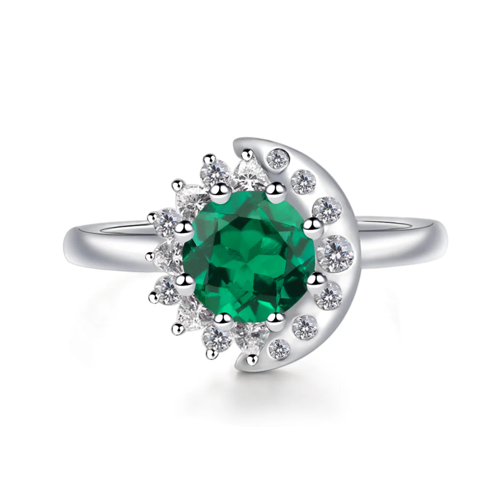 Emerald Sun and Moon Ring
