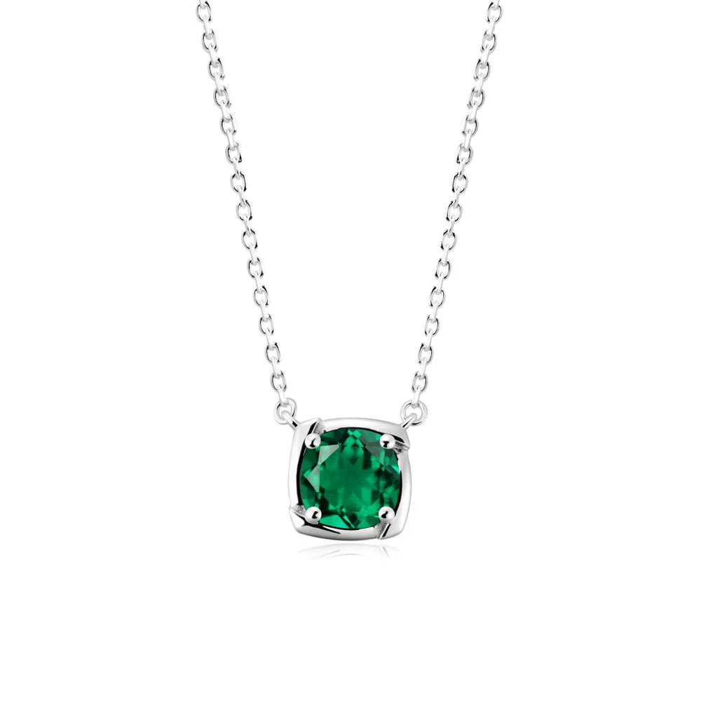 Unique Emerald Solitaire Pendant Necklace - Image 4