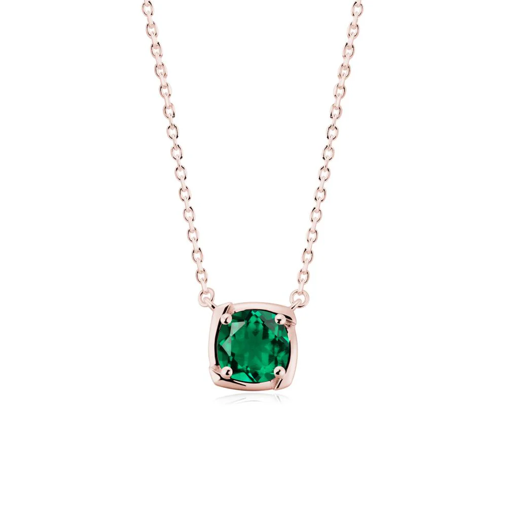 Unique Emerald Solitaire Pendant Necklace - Image 5