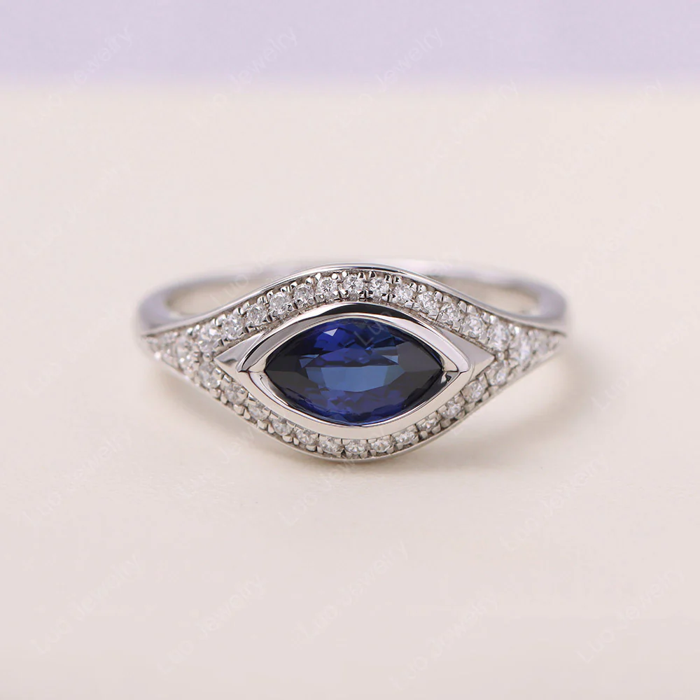 Evil Eye Bezel Set Sapphire Ring