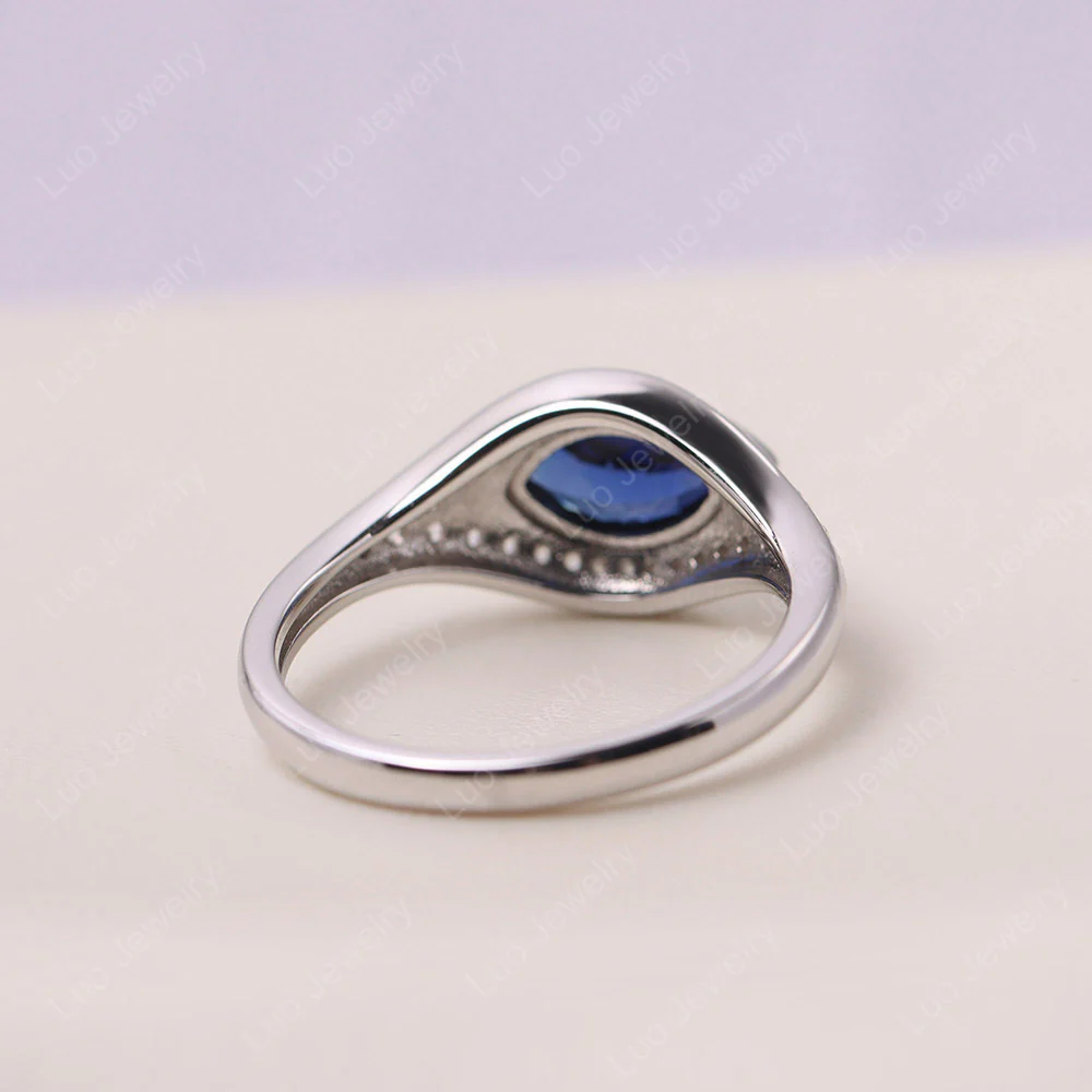 Evil Eye Bezel Set Sapphire Ring - Image 3