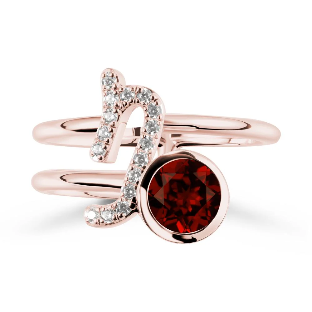 Unique Garnet Capricorn Zodiac Ring -Steadfast & Enduring - Image 4
