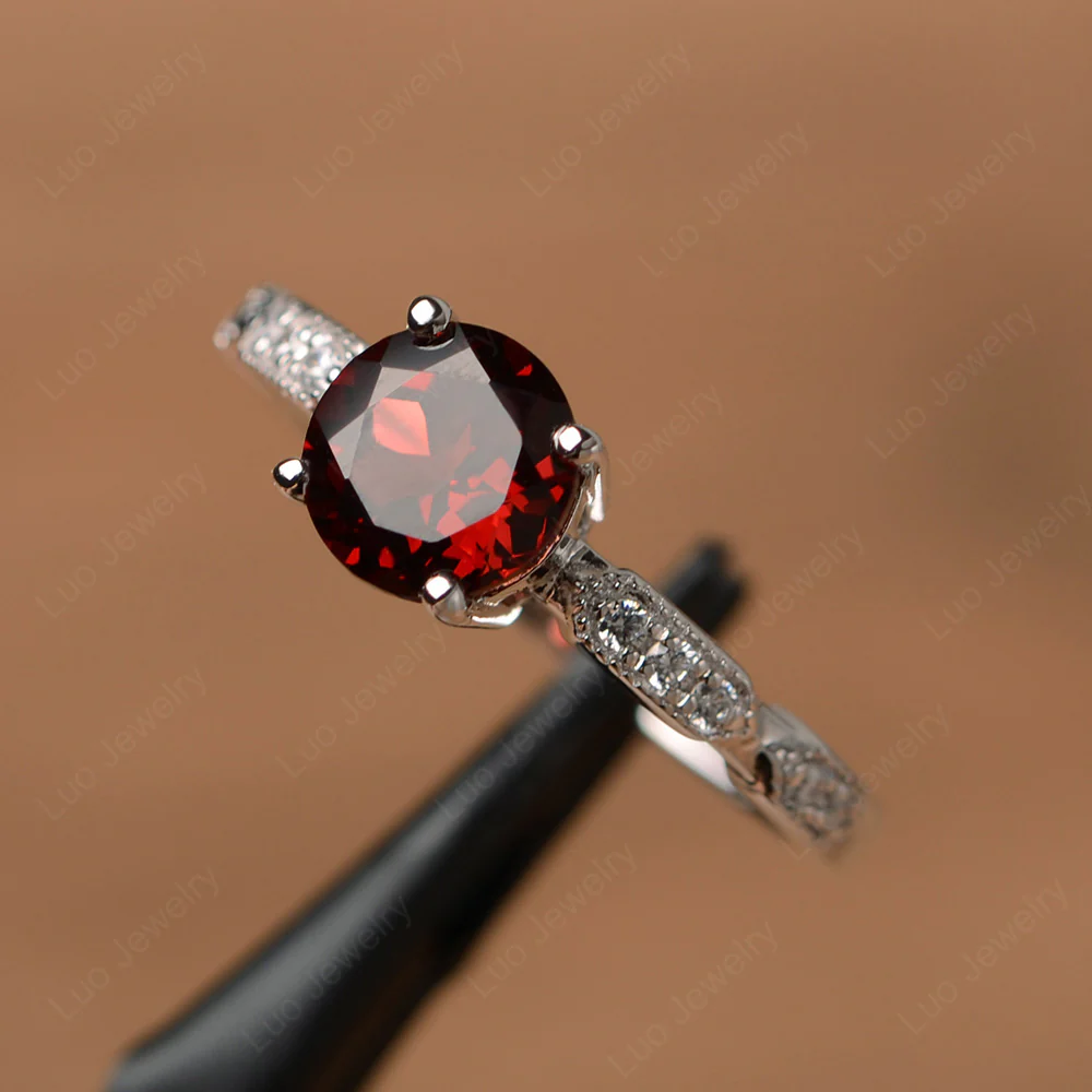 Unique Garnet Milgrain Ring - Image 2
