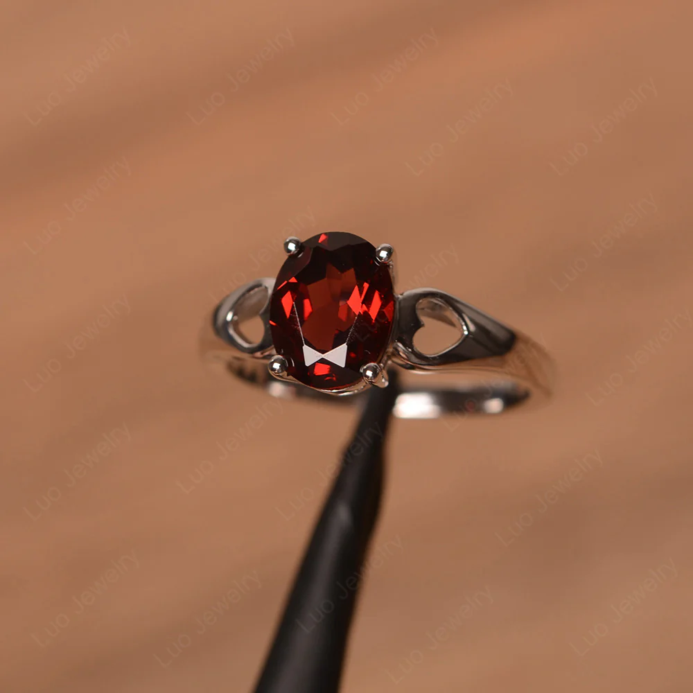 Garnet Oval Cut Engagement Ring