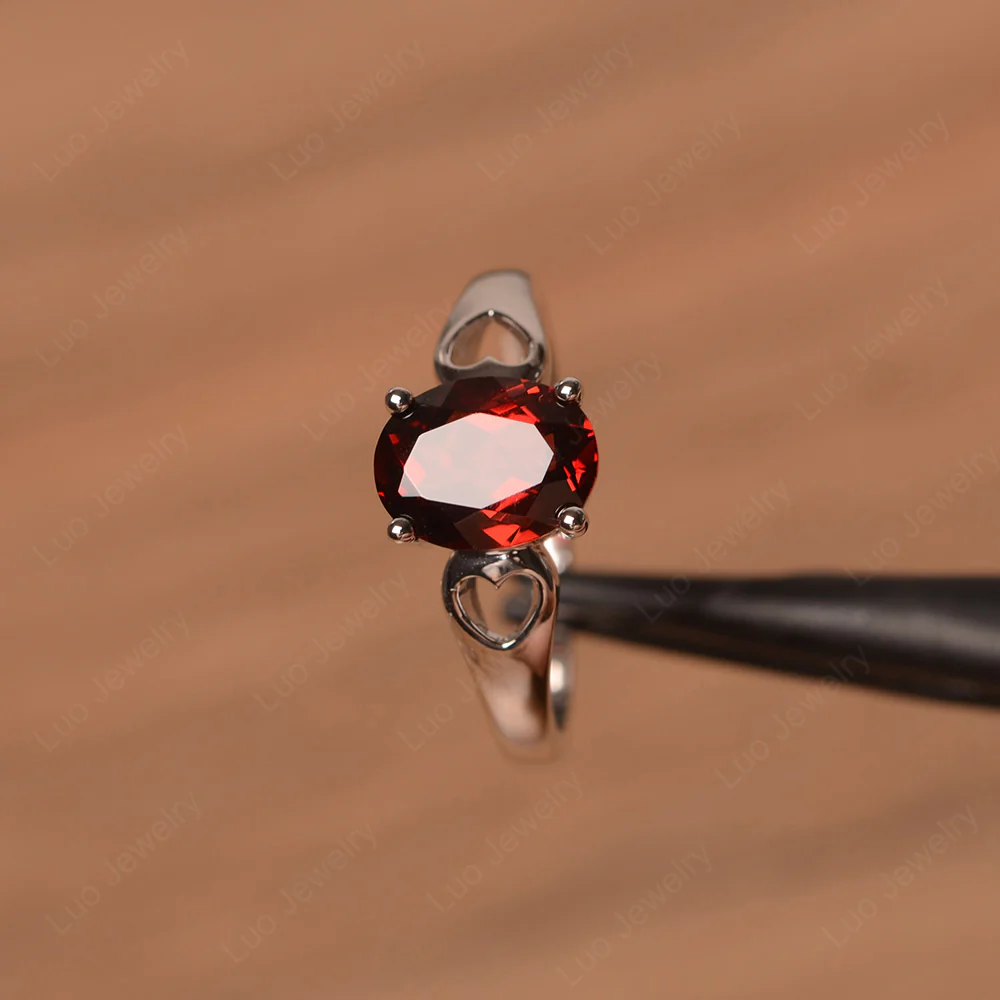 Garnet Oval Cut Engagement Ring - Image 2