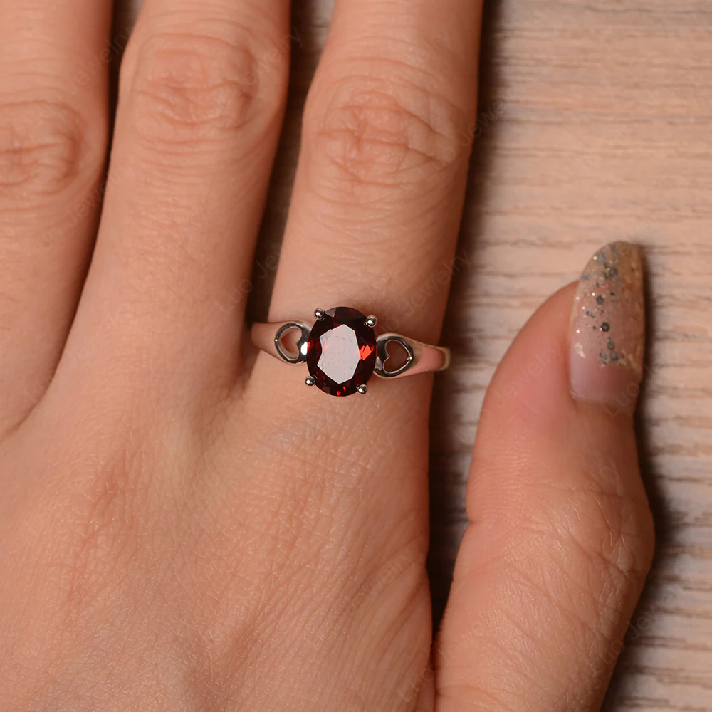 Garnet Oval Cut Engagement Ring - Image 4
