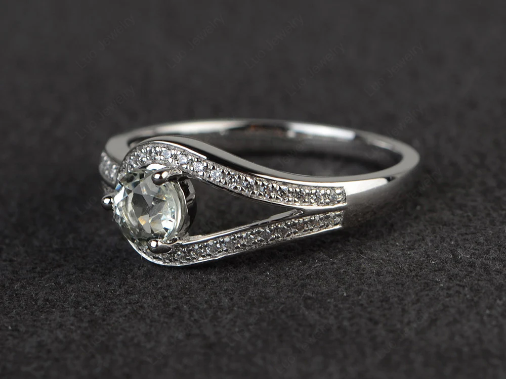 Unique Green Amethyst Engagement Ring - Image 2