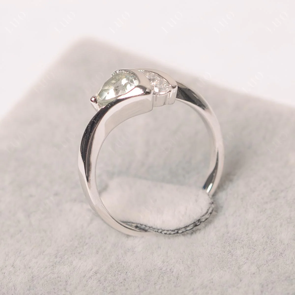 Green Amethyst Trillion Cut Engagement Ring - Image 11