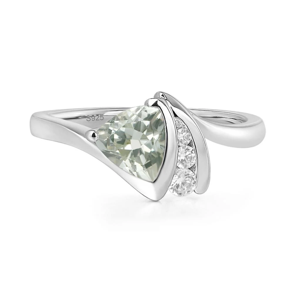 Green Amethyst Trillion Cut Engagement Ring - Image 2