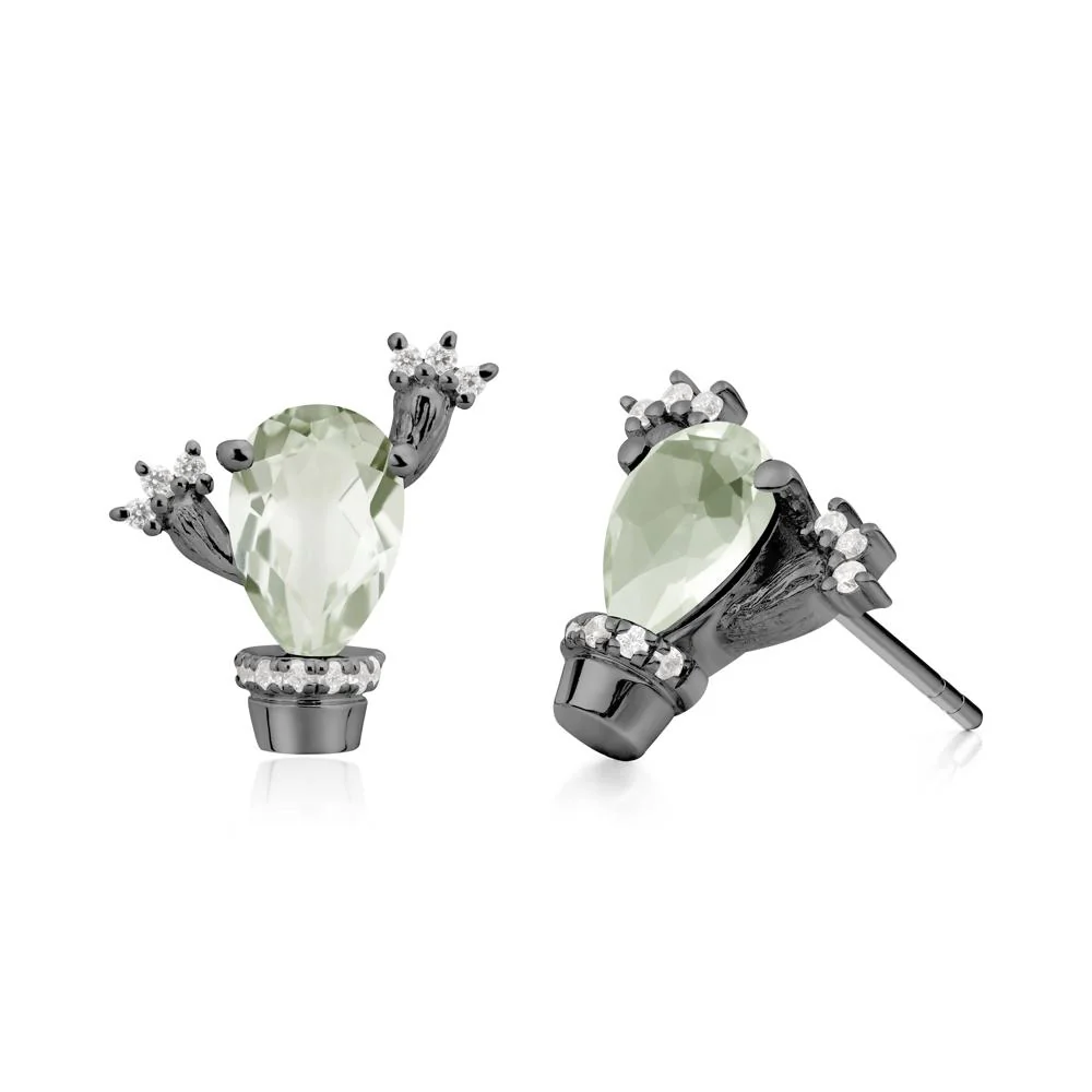 Unique Green Amethyst Stud Earrings