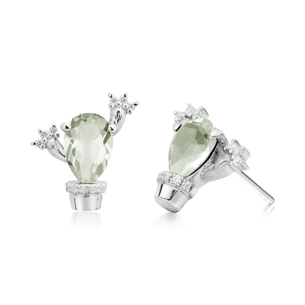 Unique Green Amethyst Stud Earrings - Image 4