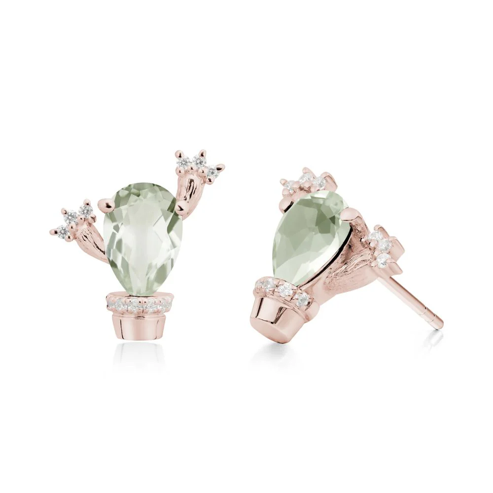 Unique Green Amethyst Stud Earrings - Image 5