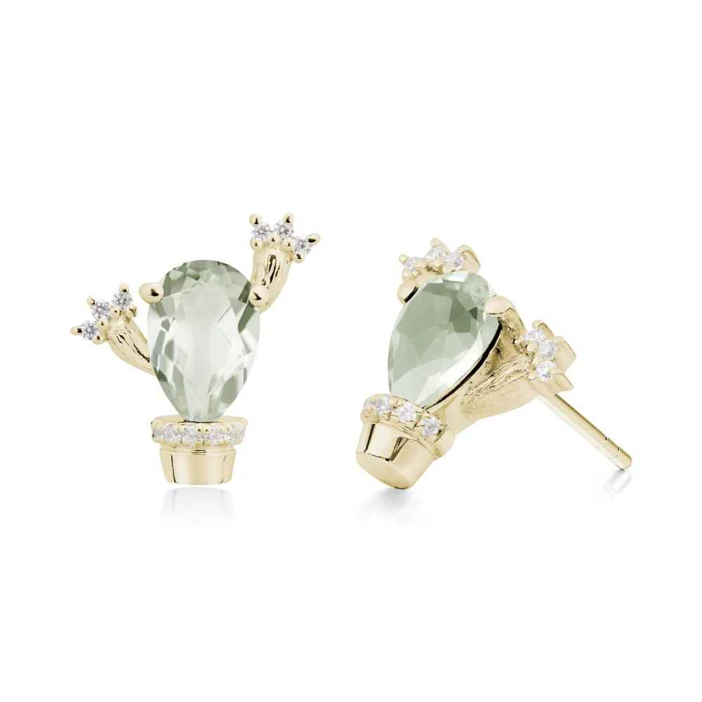 Unique Green Amethyst Stud Earrings - Image 7