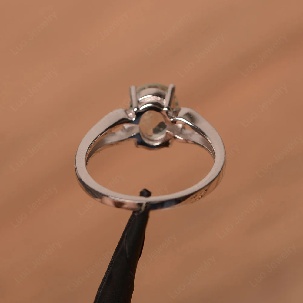 Green Amethyst Oval Cut Engagement Ring - Image 3