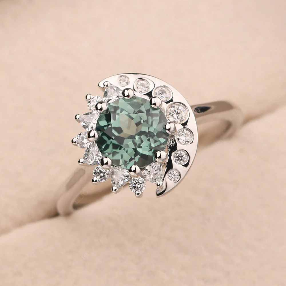 Green Sapphire Sun and Moon Ring - Image 3