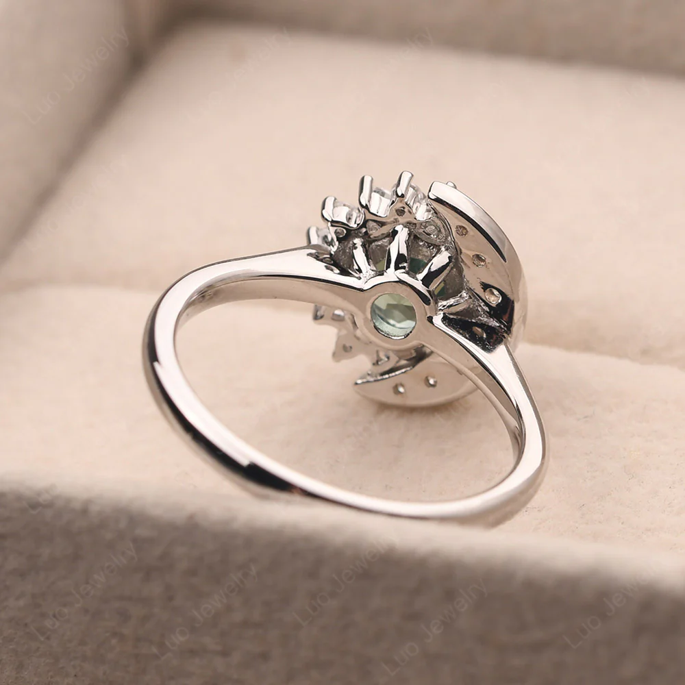 Green Sapphire Sun and Moon Ring - Image 4