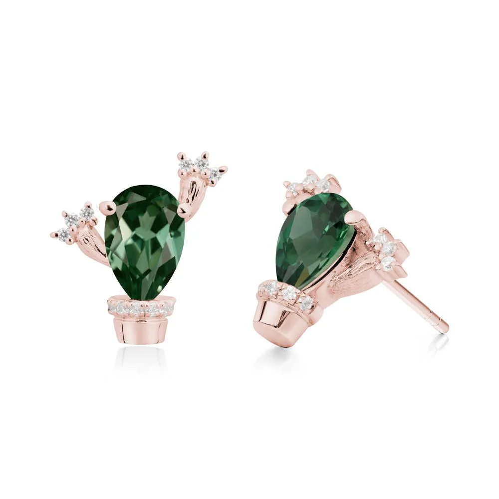 Unique Green Sapphire Stud Earrings - Image 5