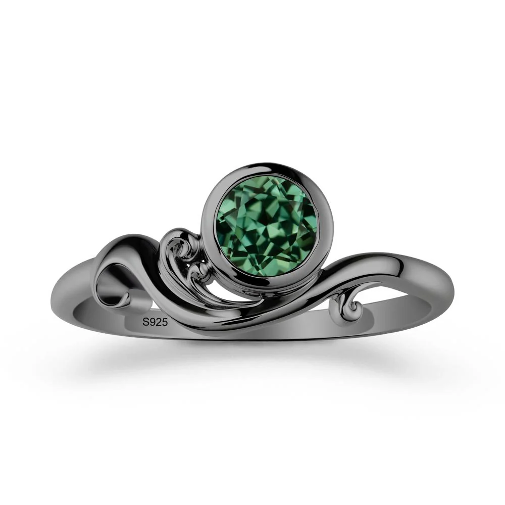 Unique Green Sapphire Wave Ring