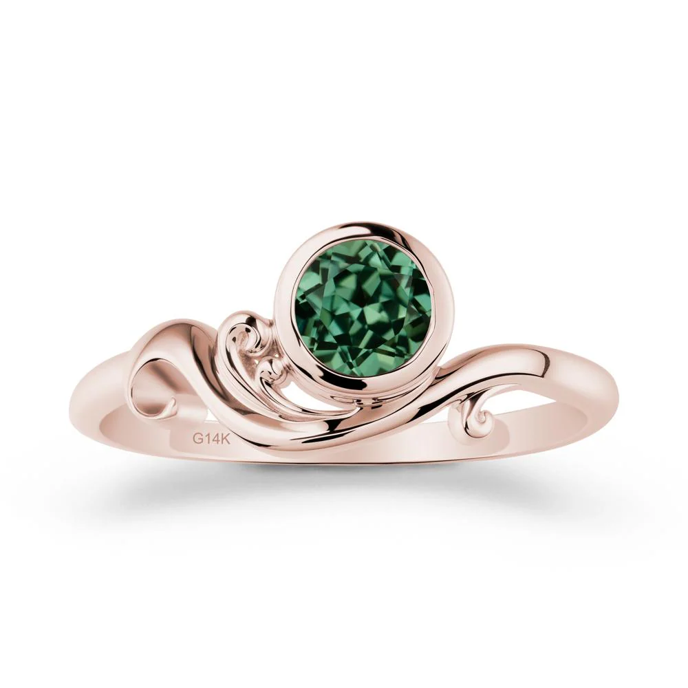 Unique Green Sapphire Wave Ring - Image 2