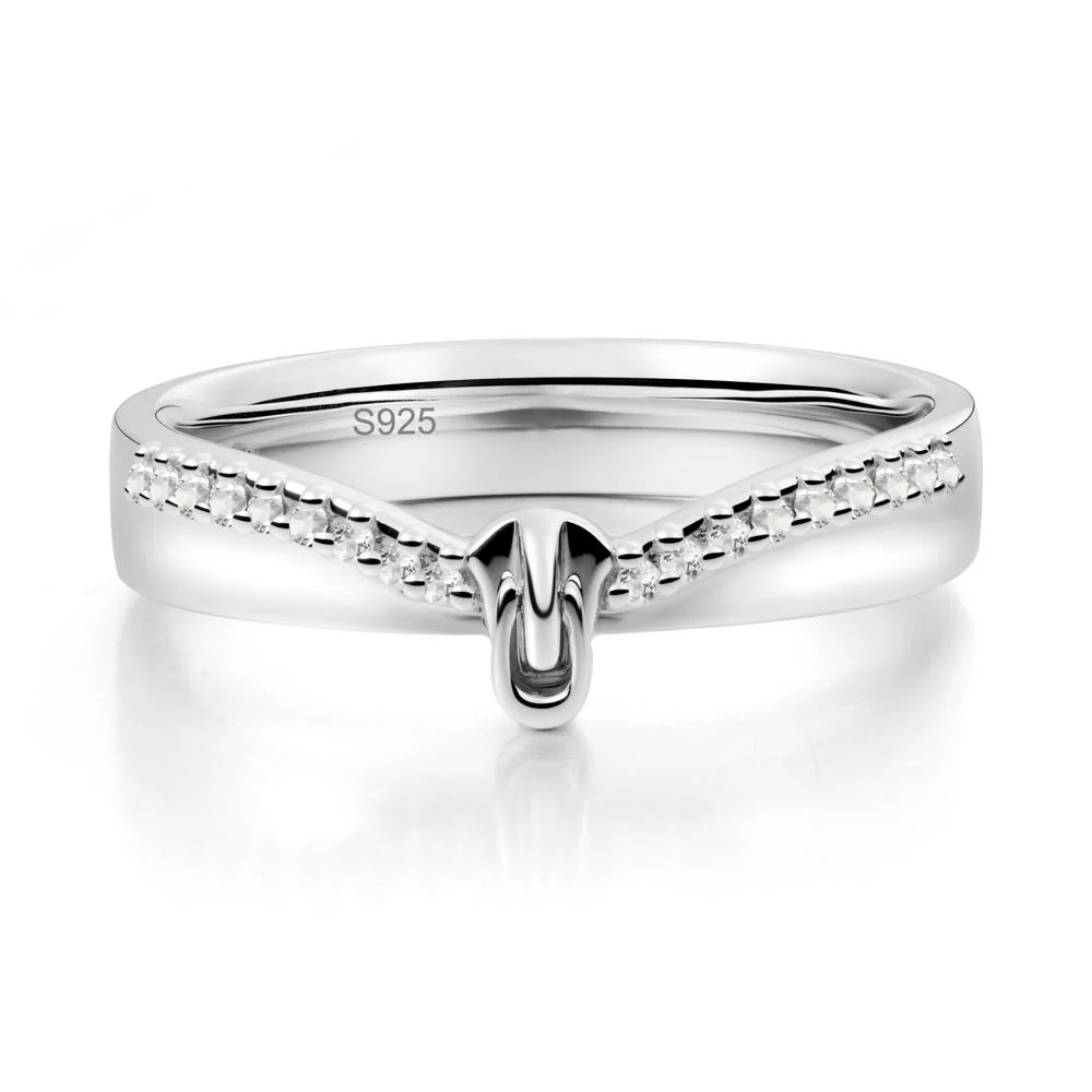 Unique Half Eternity White Topaz Wedding Band Ring - Image 9