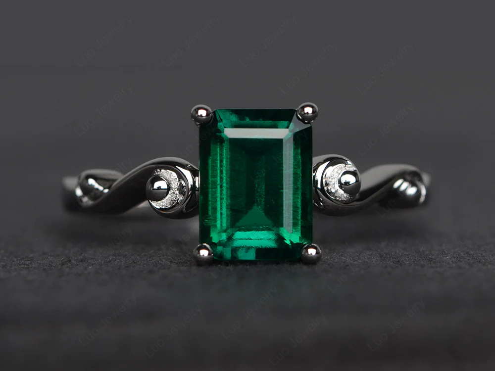 Emerald Cut Emerald Tilde Ring