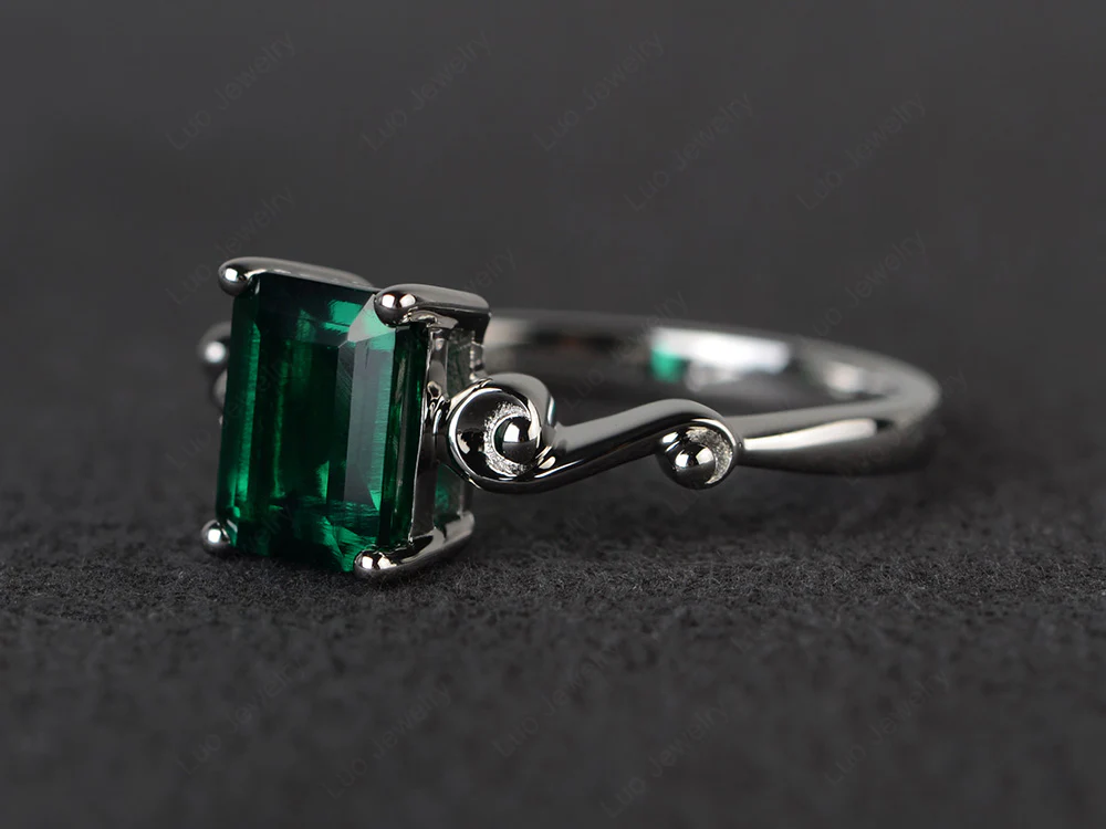 Emerald Cut Emerald Tilde Ring - Image 2