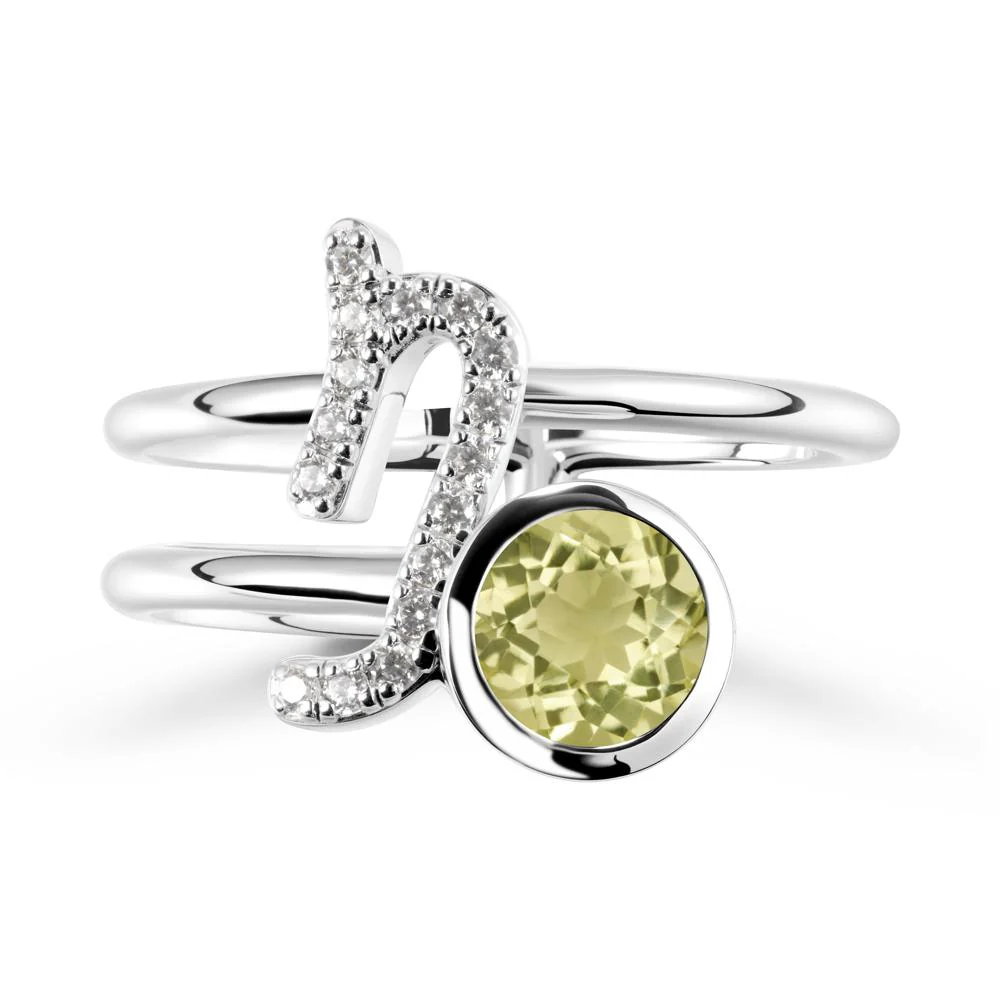 Unique Lemon Quartz Capricorn Zodiac Ring -Steadfast & Enduring - Image 5