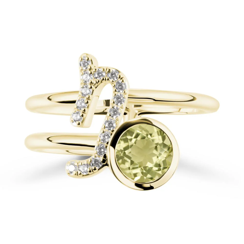 Unique Lemon Quartz Capricorn Zodiac Ring -Steadfast & Enduring - Image 6