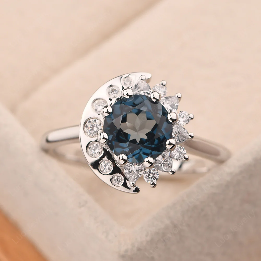 London Blue Topaz Moon and Sun Ring - Image 2