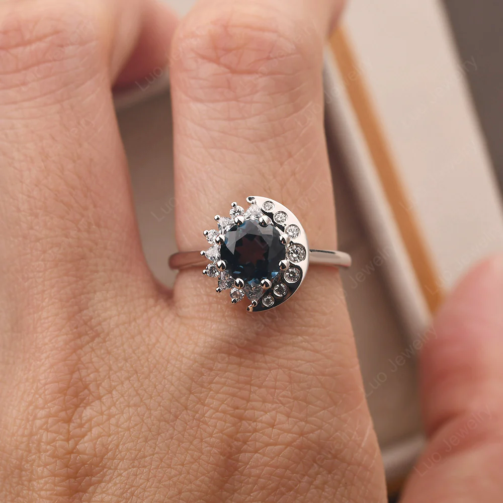 London Blue Topaz Moon and Sun Ring - Image 6