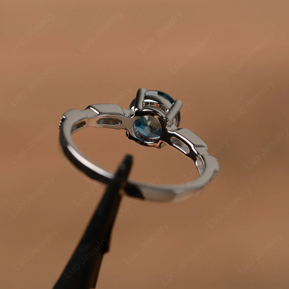 Unique London Blue Topaz Milgrain Ring - Image 3