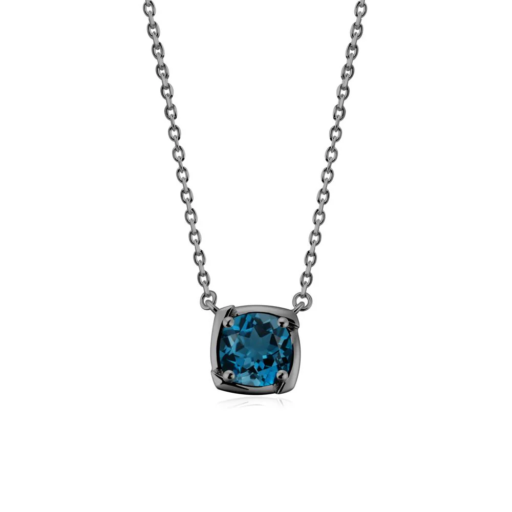 Unique London Blue Topaz Solitaire Pendant Necklace