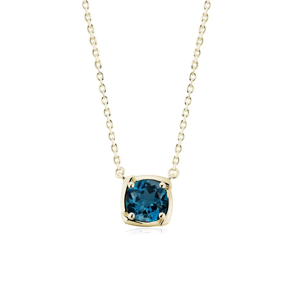 Unique London Blue Topaz Solitaire Pendant Necklace - Image 5