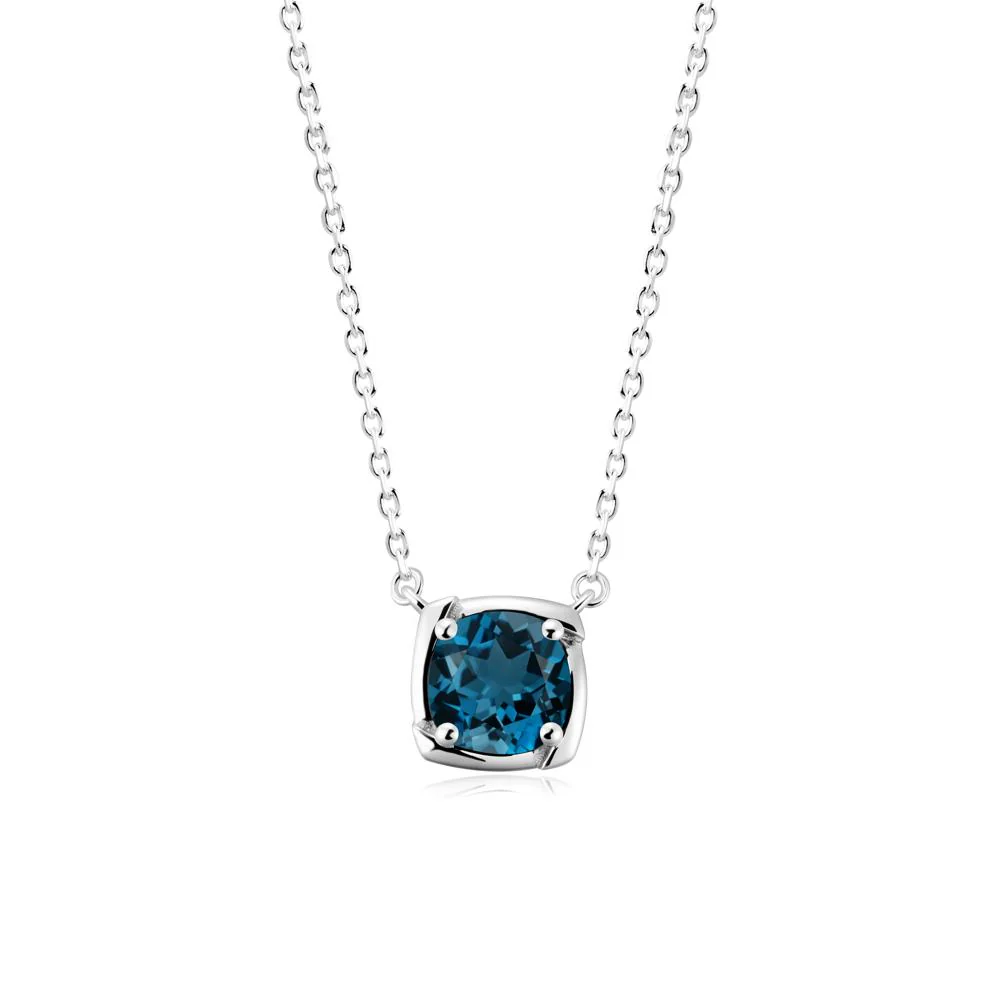 Unique London Blue Topaz Solitaire Pendant Necklace - Image 8