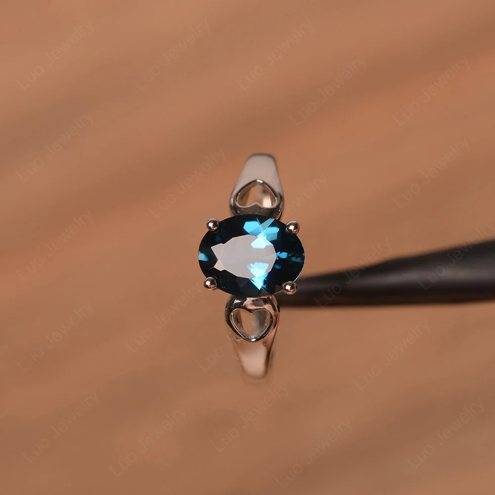 London Blue Topaz Oval Cut Engagement Ring - Image 2