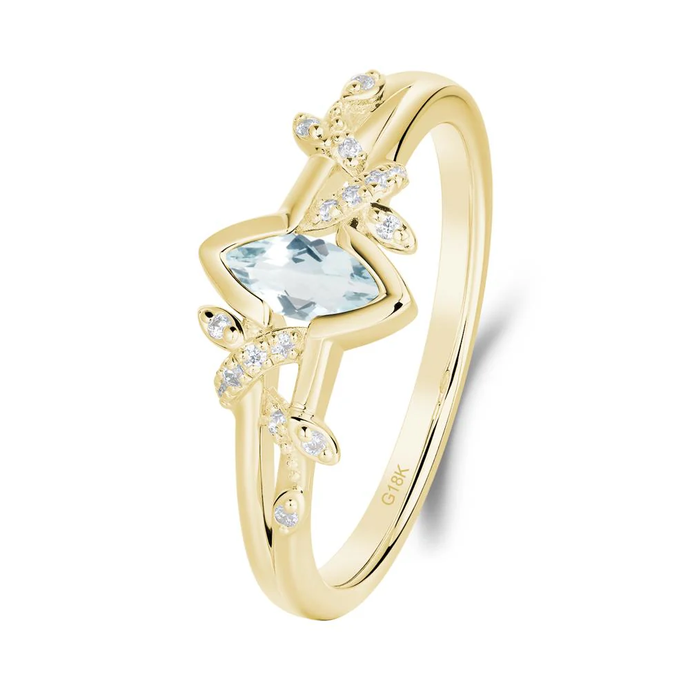 Unique Marquise Aquamarine Leaf Ring - Image 7