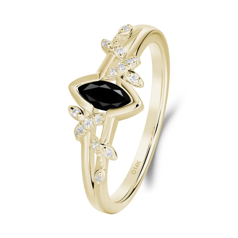 Unique Marquise Black Spinel Leaf Ring - Image 4