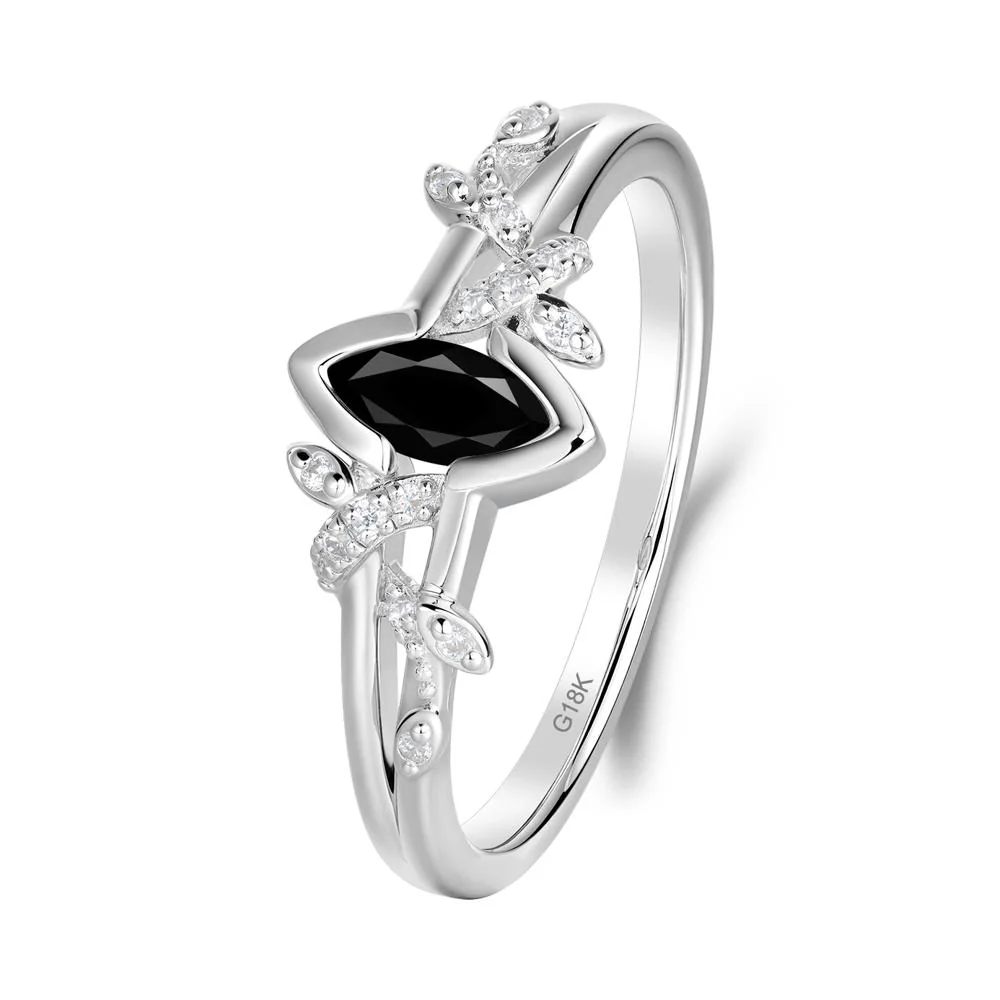 Unique Marquise Black Spinel Leaf Ring - Image 8