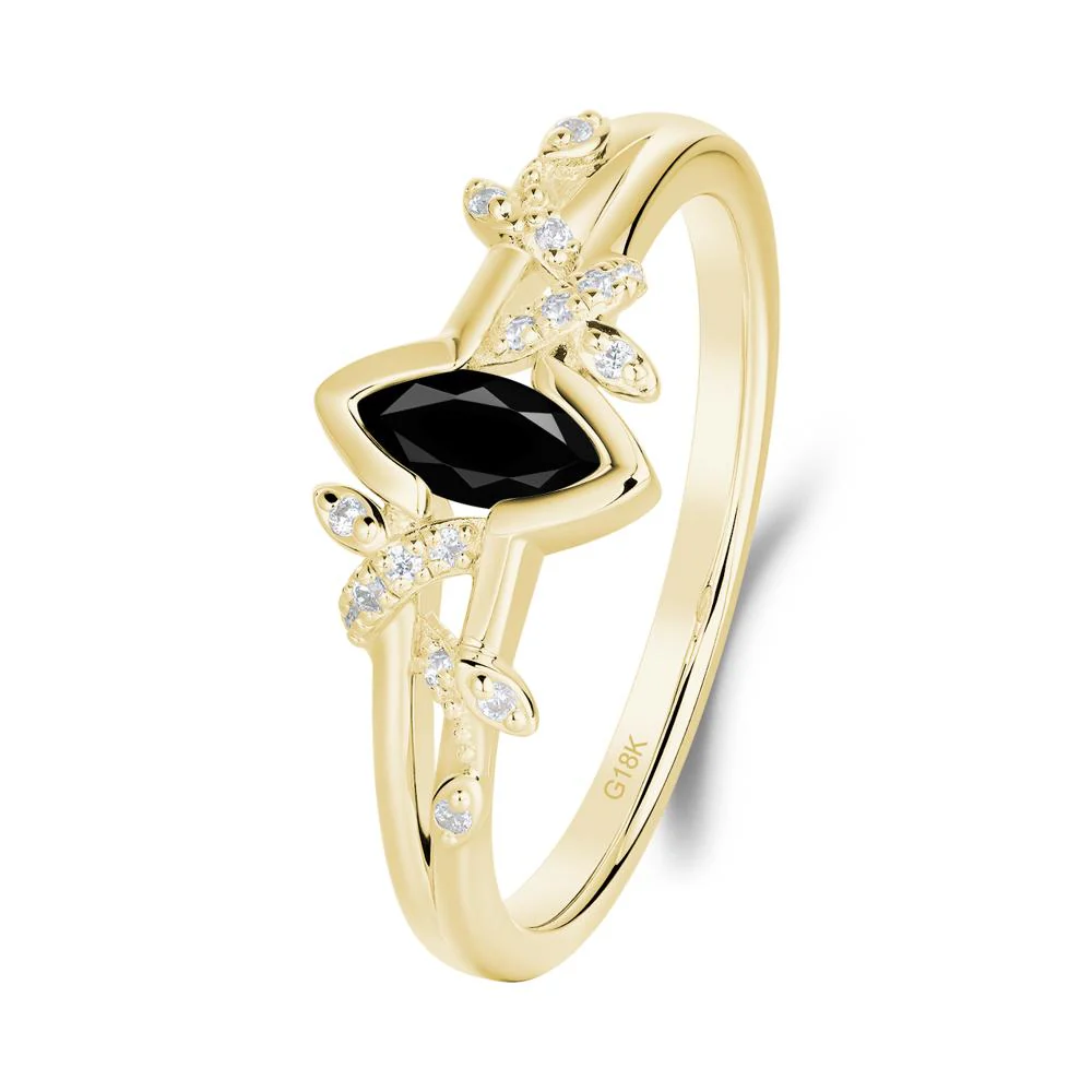 Unique Marquise Black Spinel Leaf Ring - Image 9