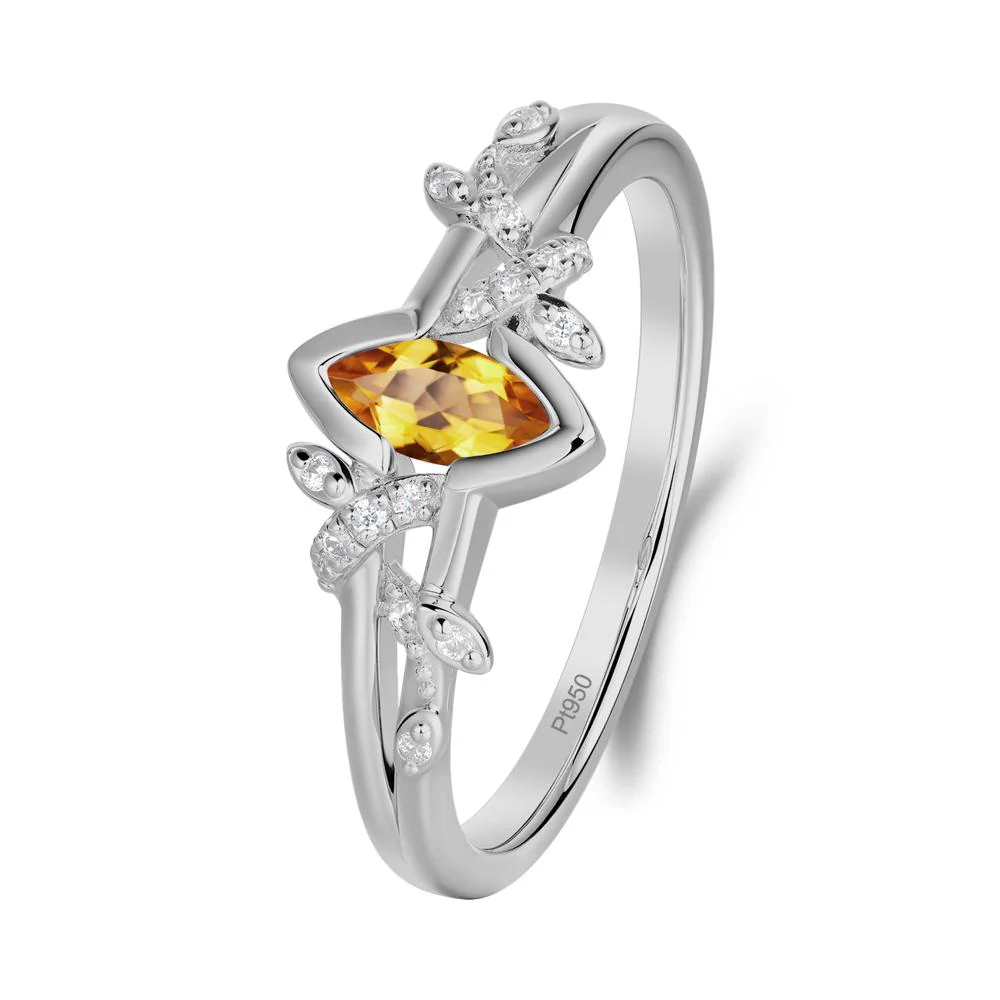 Unique Marquise Citrine Leaf Ring - Image 6