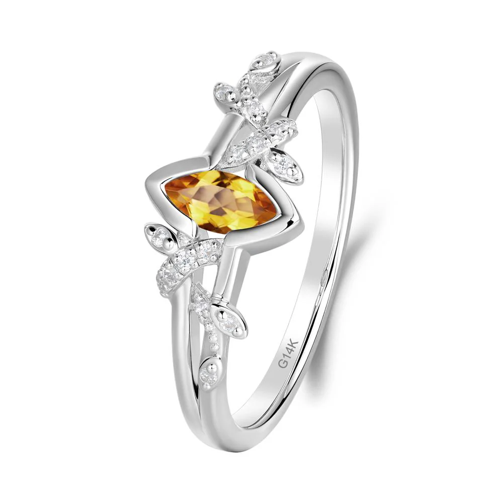 Unique Marquise Citrine Leaf Ring - Image 8