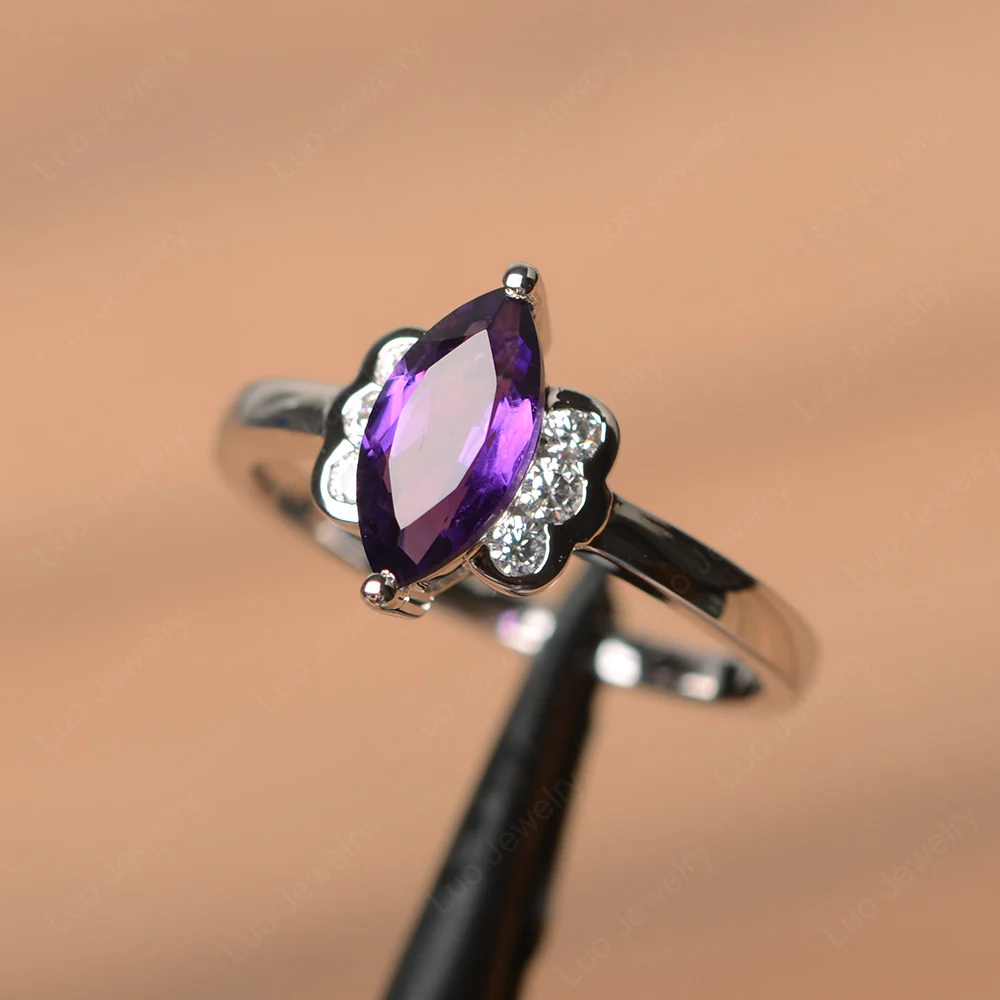 Unique Amethyst Marquise Cut Ring