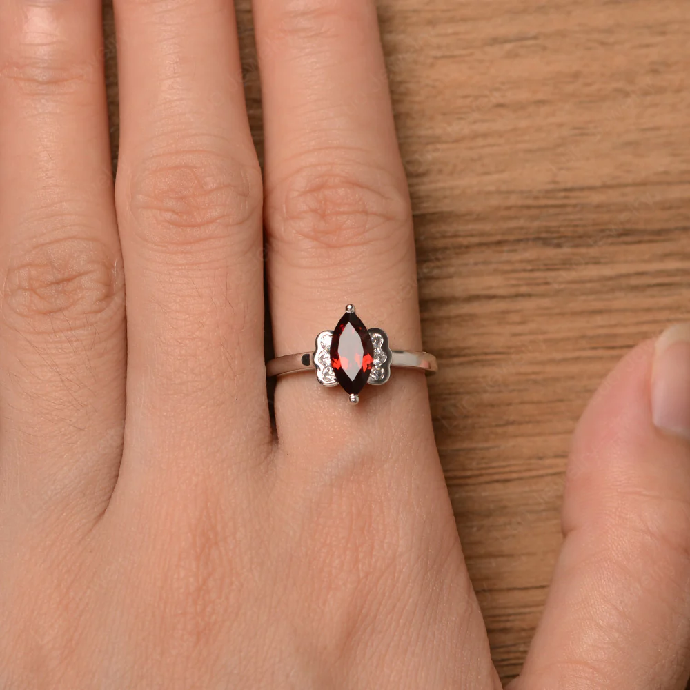 Unique Garnet Marquise Cut Ring - Image 4