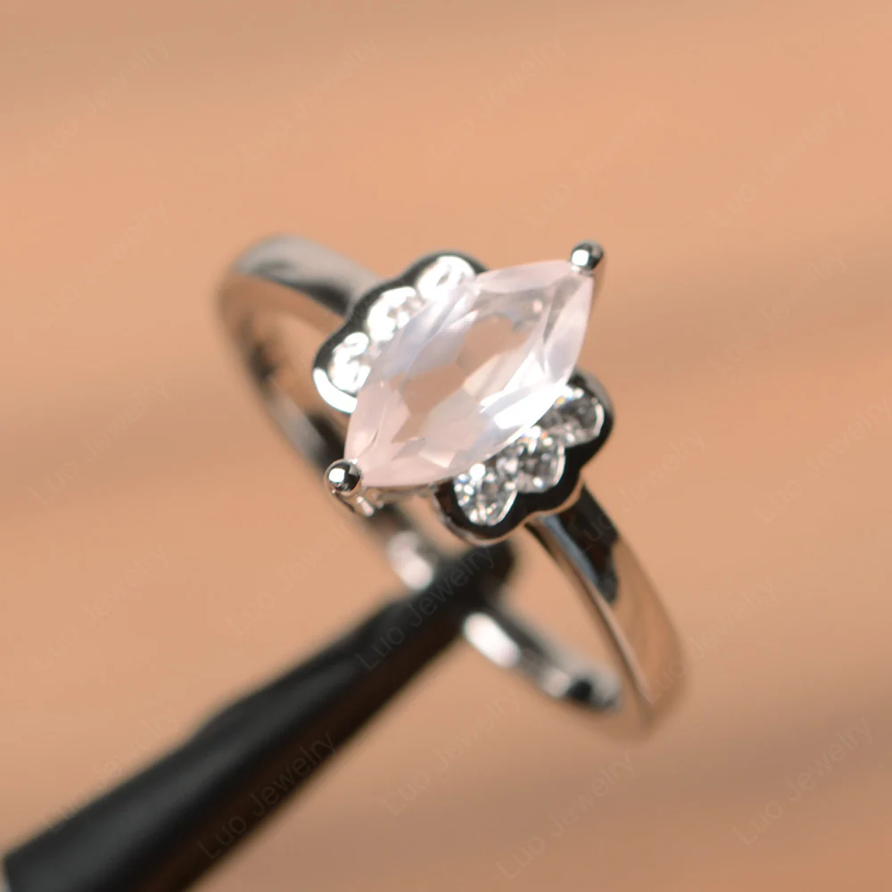 Unique Rose Quartz Marquise Cut Ring - Image 2