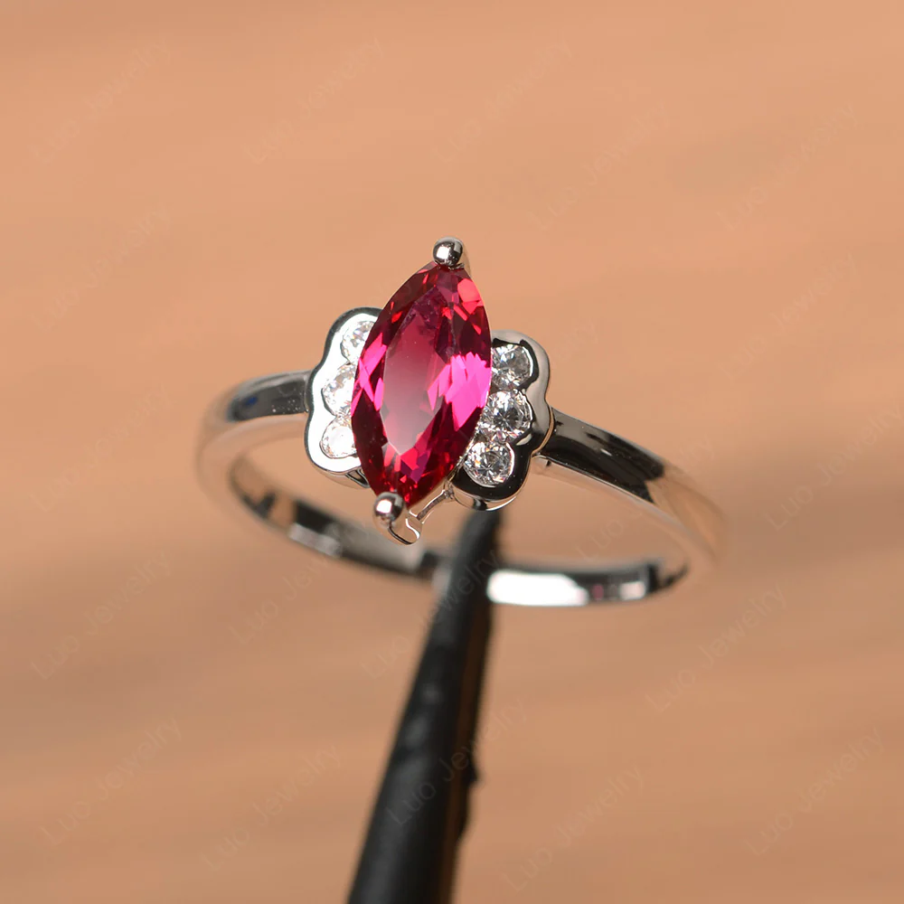 Unique Ruby Marquise Cut Ring