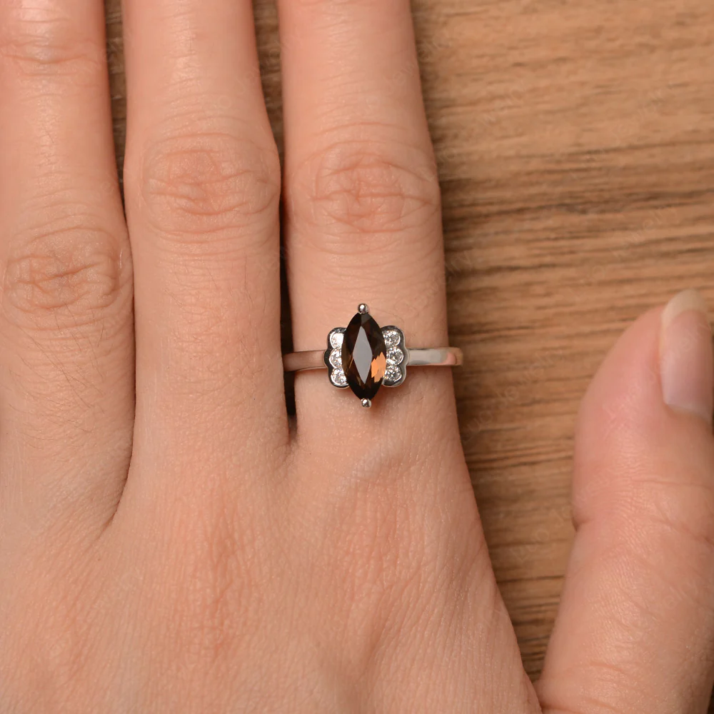 Unique Smoky Quartz Marquise Cut Ring - Image 4