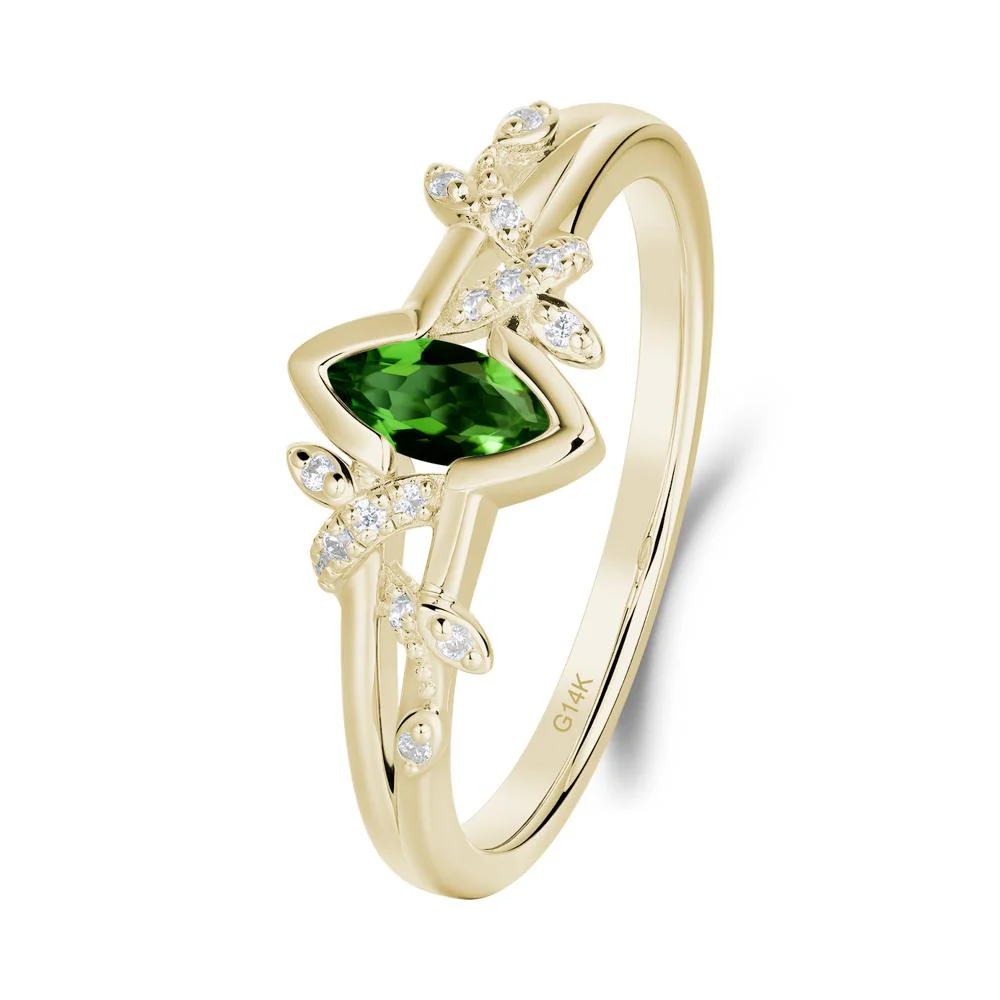 Unique Marquise Diopside Leaf Ring - Image 4