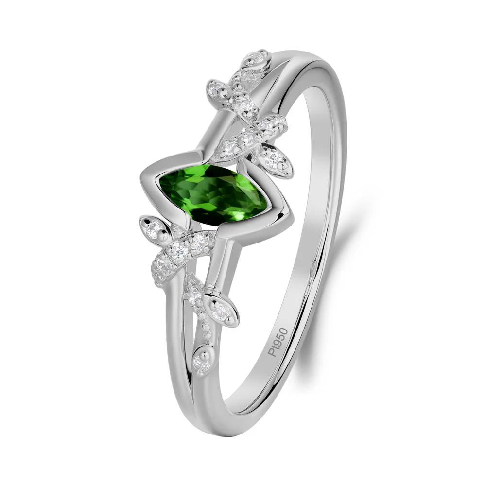 Unique Marquise Diopside Leaf Ring - Image 7